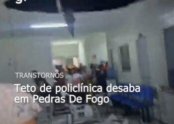 Teto de policlínica desaba em Pedras de Fogo, na Paraíba, e deixa três pessoas feridas