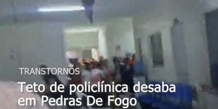 Teto de policlínica desaba em Pedras de Fogo, na Paraíba, e deixa três pessoas feridas